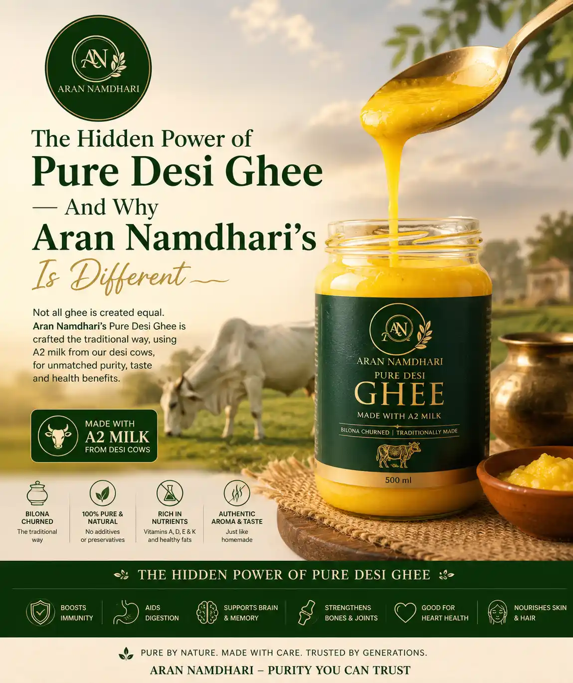 The Hidden Power of Pure Desi Ghee — And Why Aran Namdhari’s Is Different